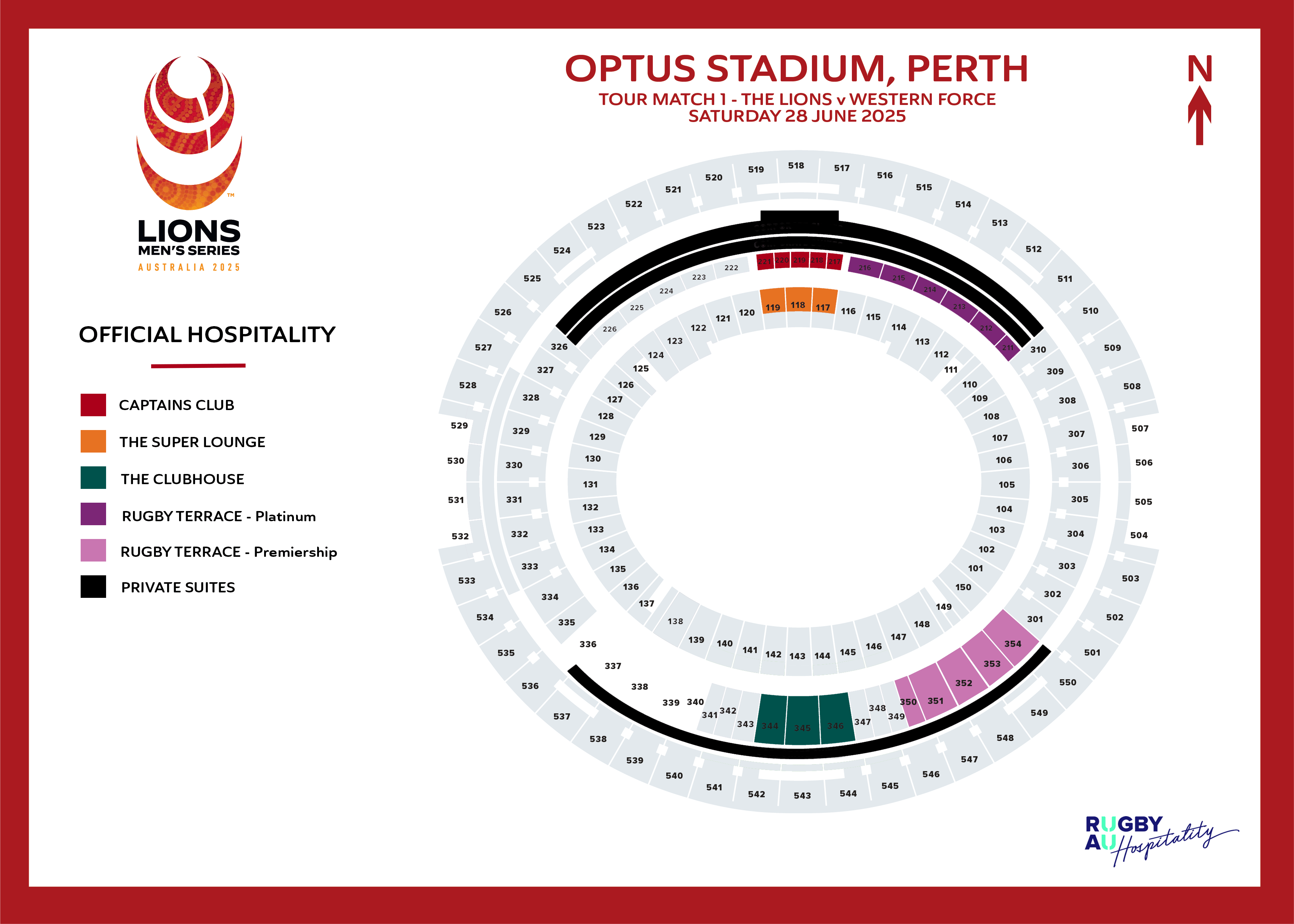 2025 Lions Hospitality Map Perth Optus Stadium