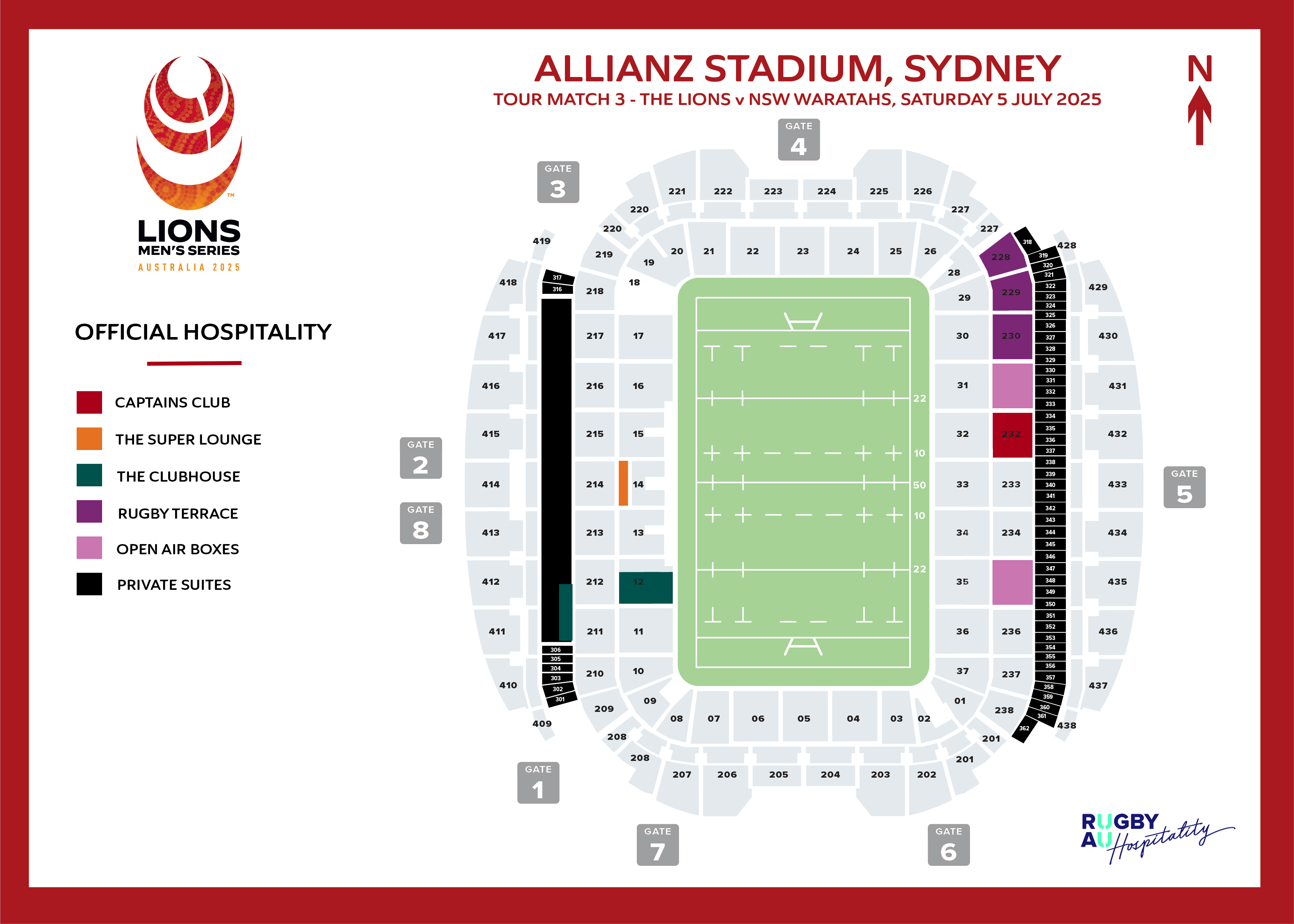 2025 Lions Waratahs Hospitality Map Allianz stadium Sydney 2