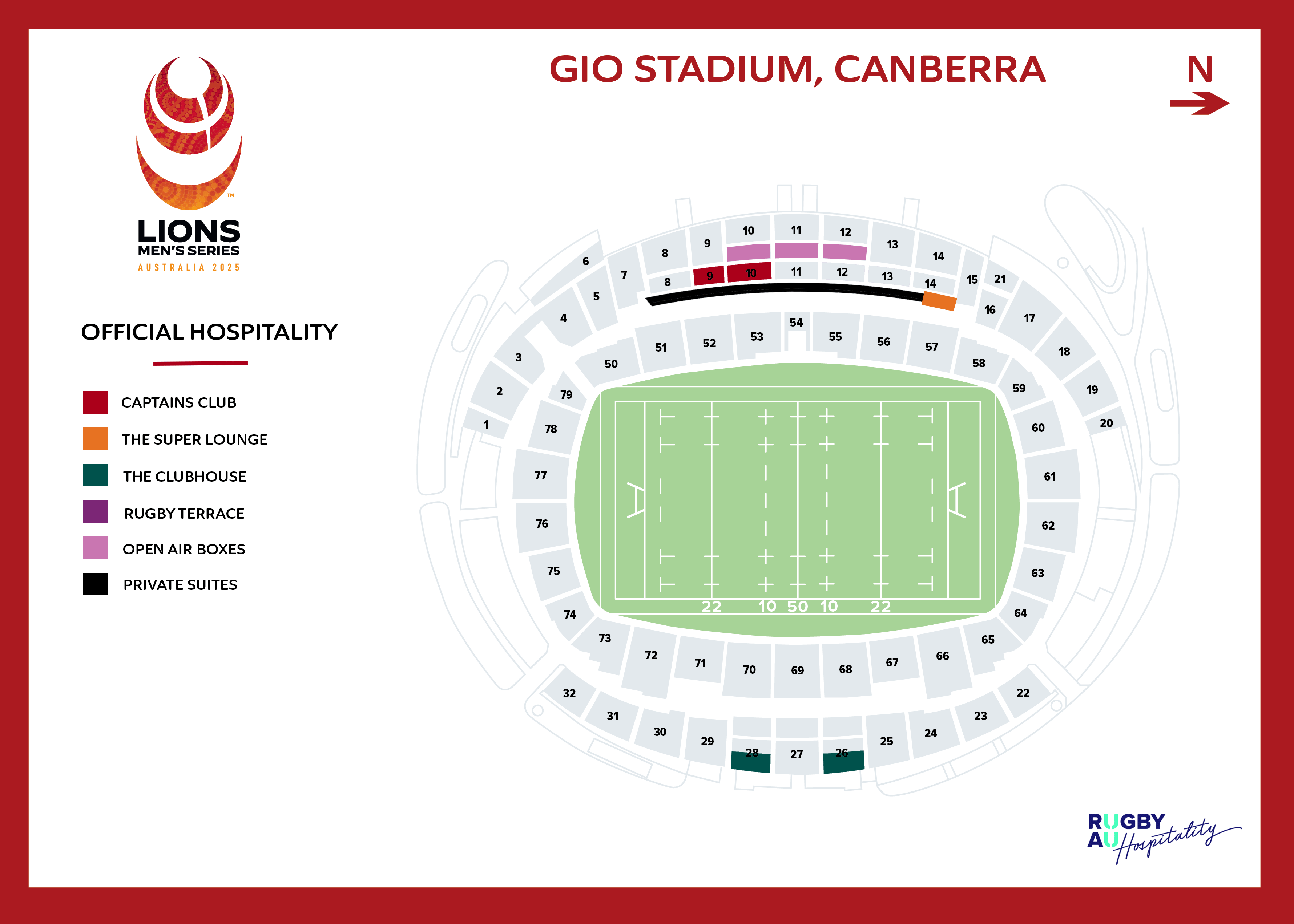 2025 Lions Waratahs Hospitality Map GIO Stadium Canberra