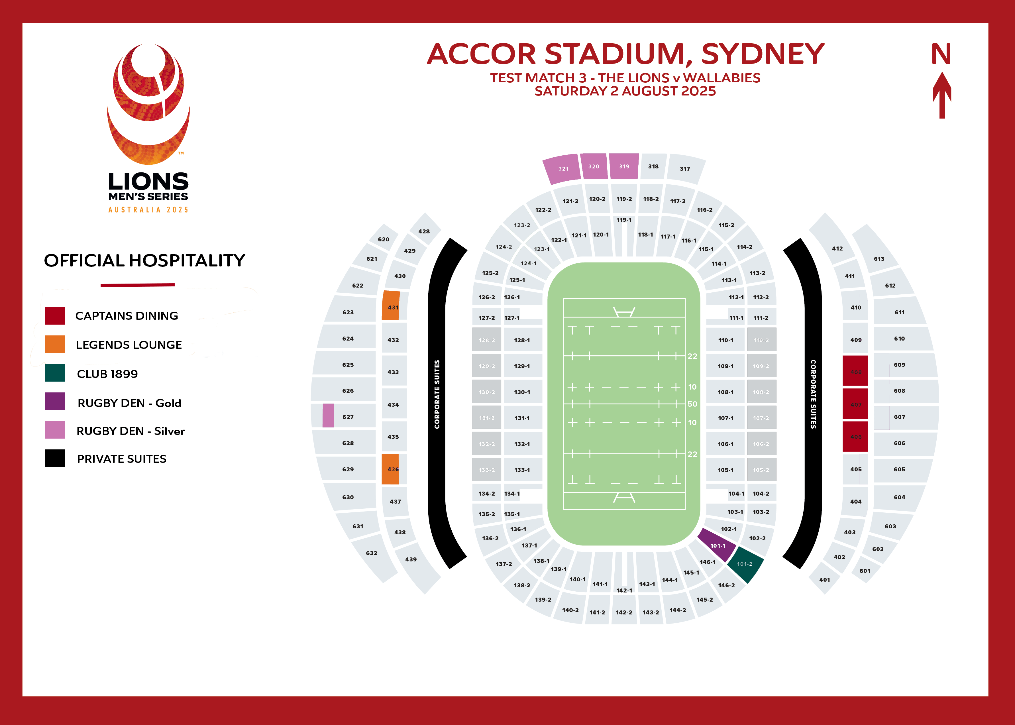 Accor Stadium 2025 Lions Hospitality Map