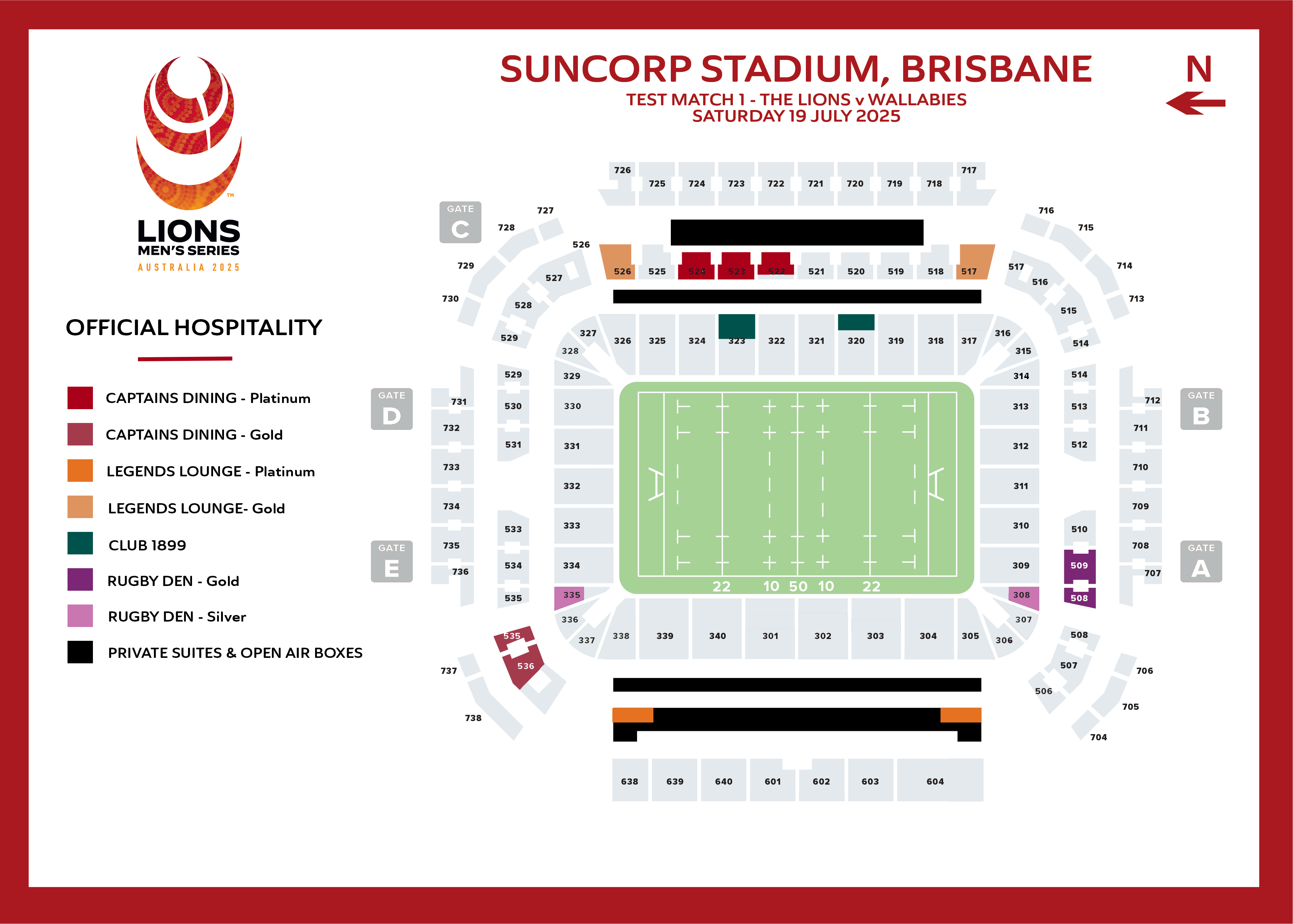 Brisbane Suncorp 2025 Lions Hospitality Map